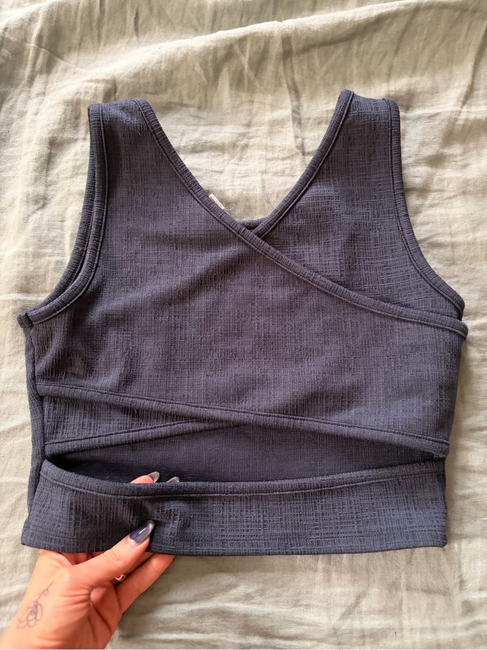Roxy Navy Ribbed Crop Tank Top - Picture 2 of 4